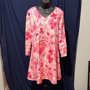 Vibrant Pink and Red Patterned Dress